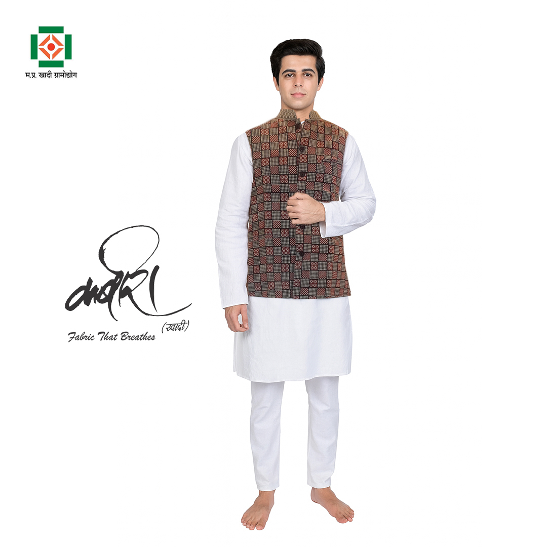 ब्राउन और बेज चेक्ड जैकेट – सादगी में शालीनता