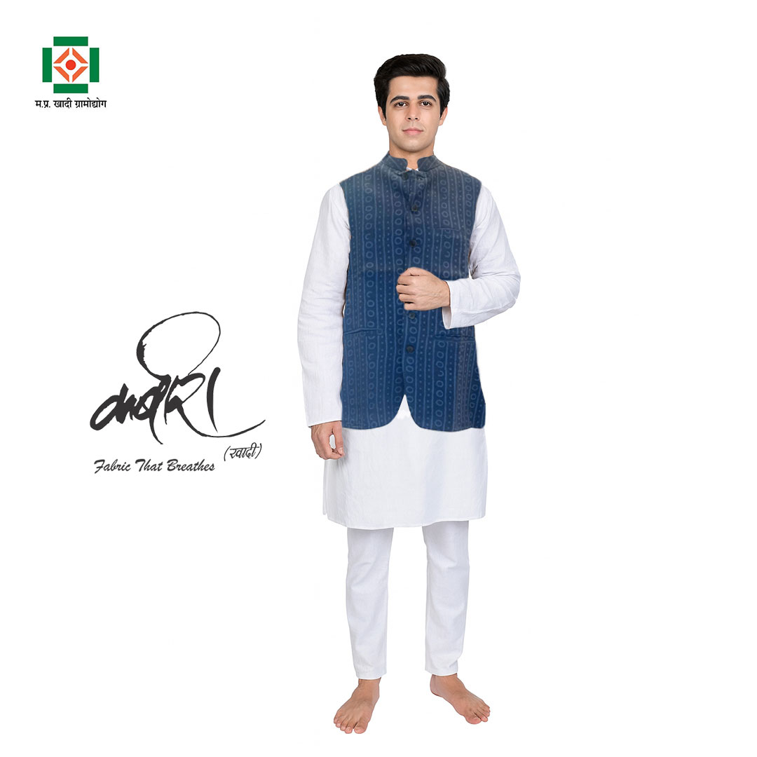 इंडिगो ब्लू प्रिंटेड जैकेट – ठाठ और आधुनिक अंदाज़