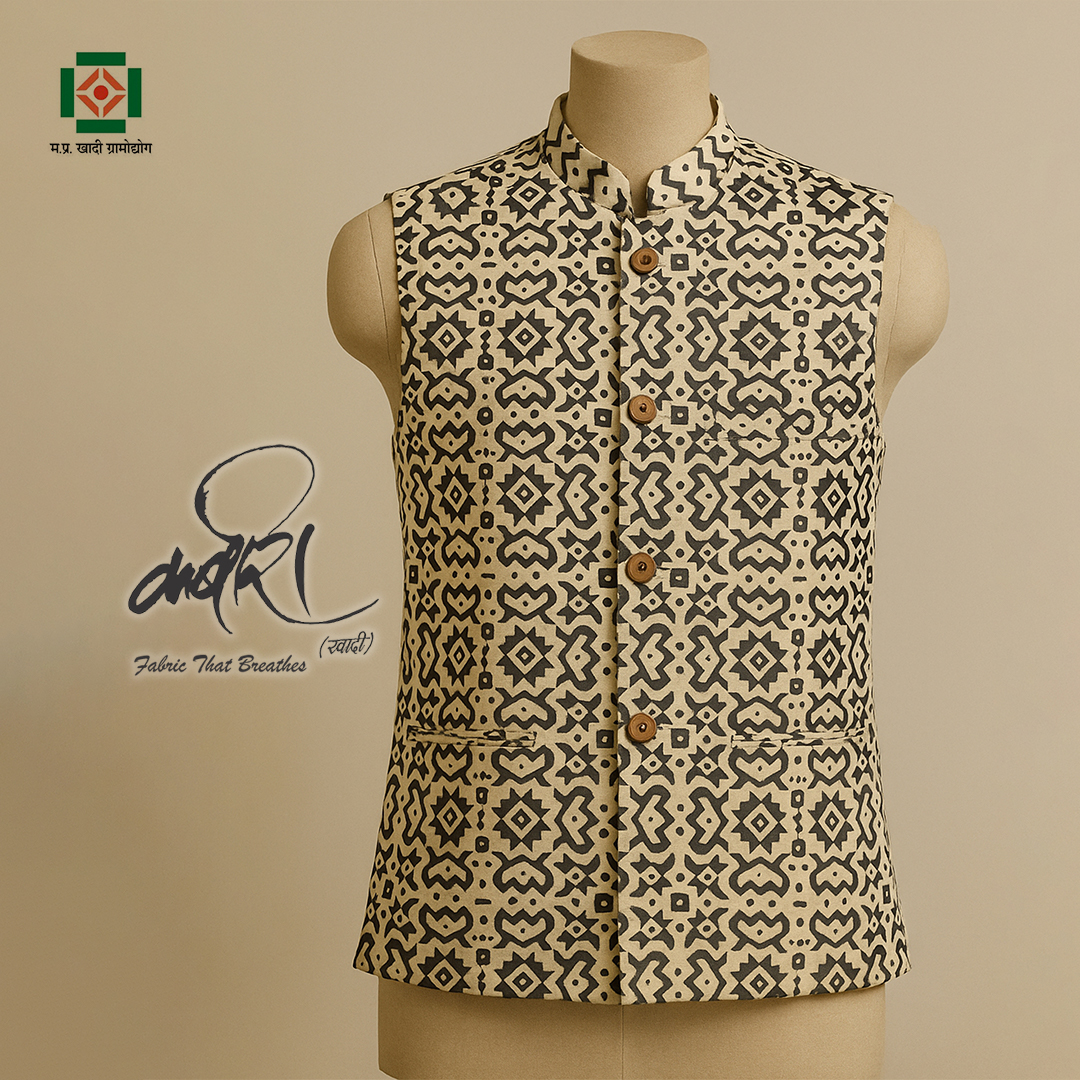 कबीरा खादी ब्लॉक प्रिंट महिला जैकेट – परंपरा और आधुनिकता का अनोखा मेल