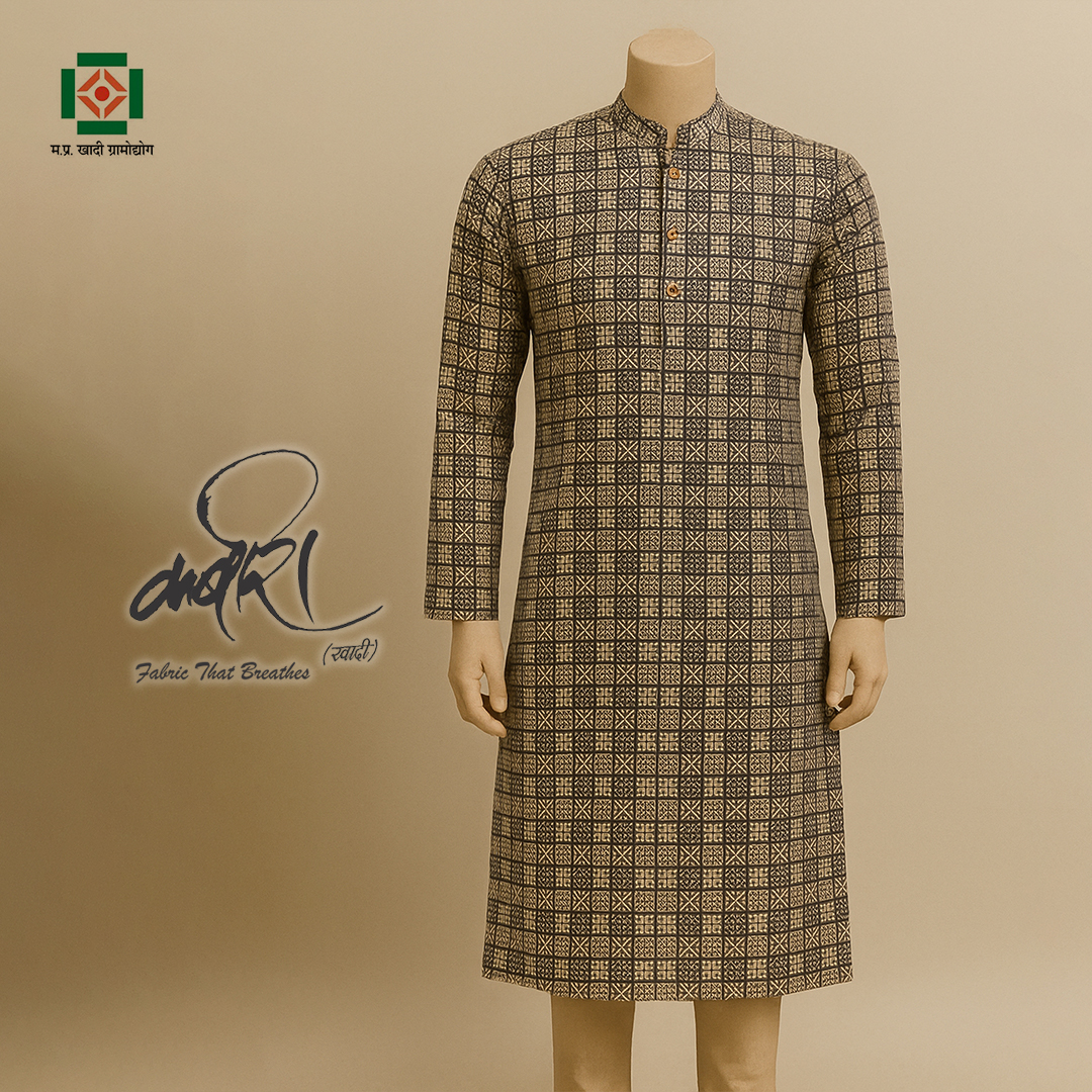 कबीरा खादी ब्लॉक प्रिंट कुर्ता – परंपरा की पहचान, आधुनिकता का अंदाज़