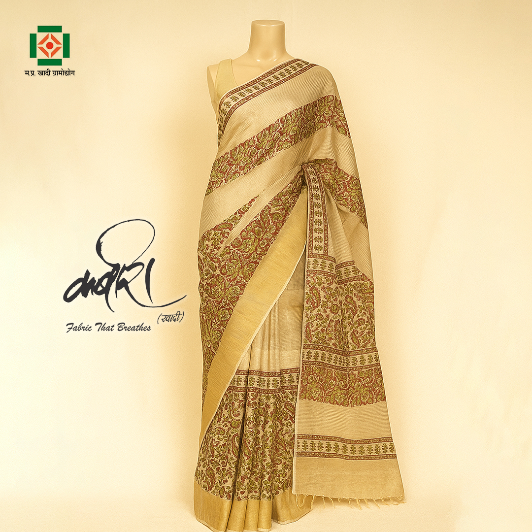 कबीरा टसर सिल्क कलमकारी साड़ी – कला, परंपरा और शान का संगम