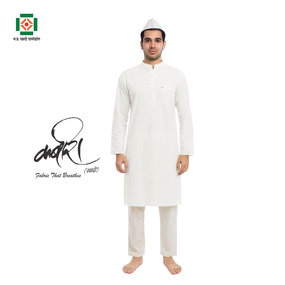 कबीरा खादी कॉटन कुर्ता–पायजामा सेट