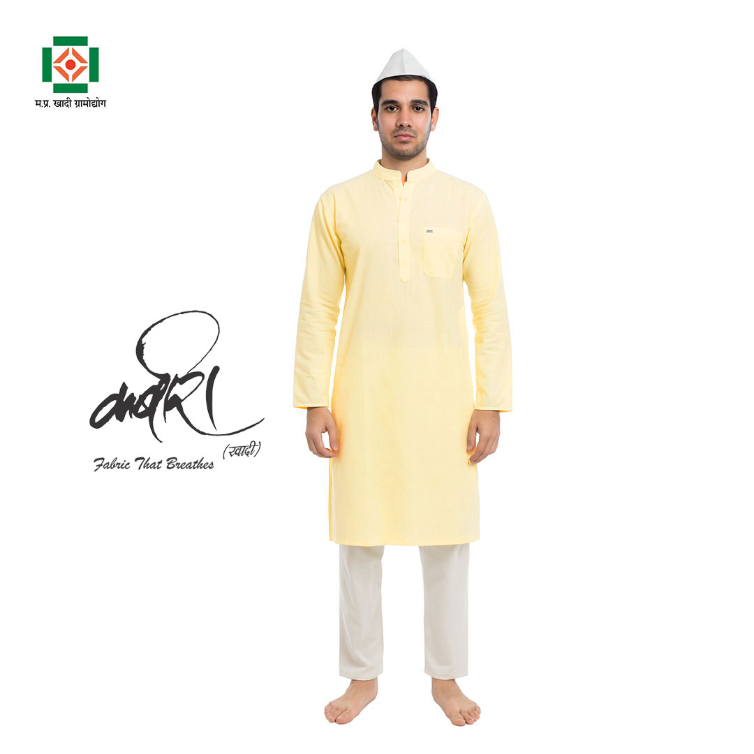 कबीरा खादी कॉटन कुर्ता–पायजामा सेट