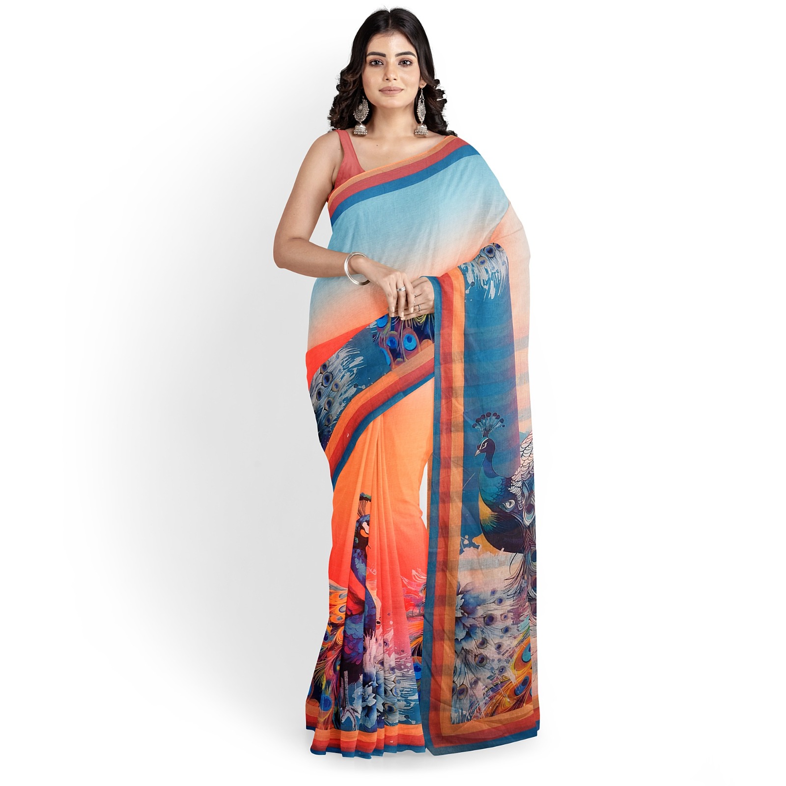 डिजिटल प्रिंट मसलिन खादी साड़ी – हल्की, सुंदर और प्राकृतिक