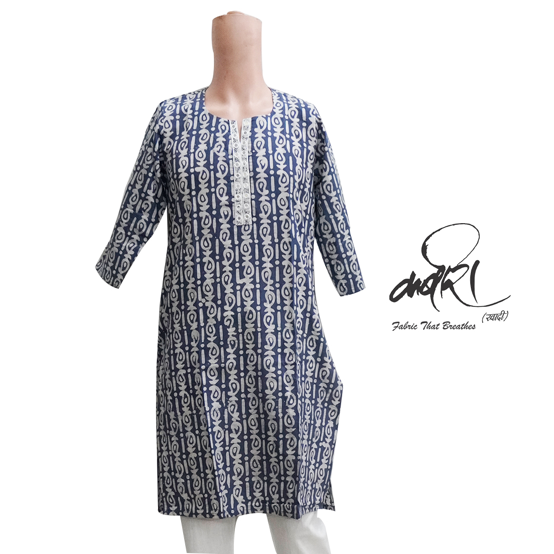 बाटिक प्रिंट लेडीज़ लॉन्ग कुर्ता – गरिमामय और उपयोगी