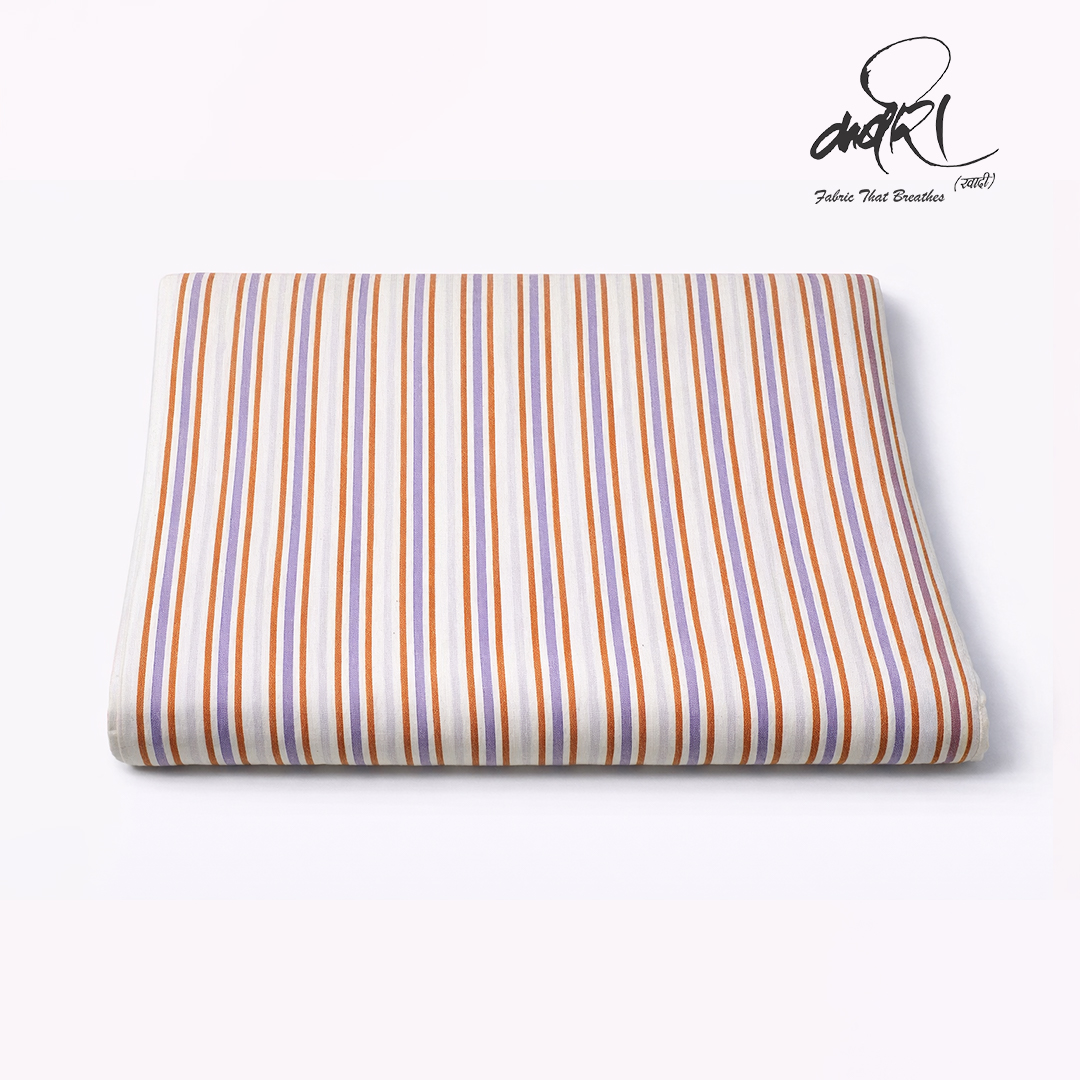 खादी स्ट्रिप वीव रनिंग फैब्रिक – हस्तनिर्मित वस्त्र में सरलता