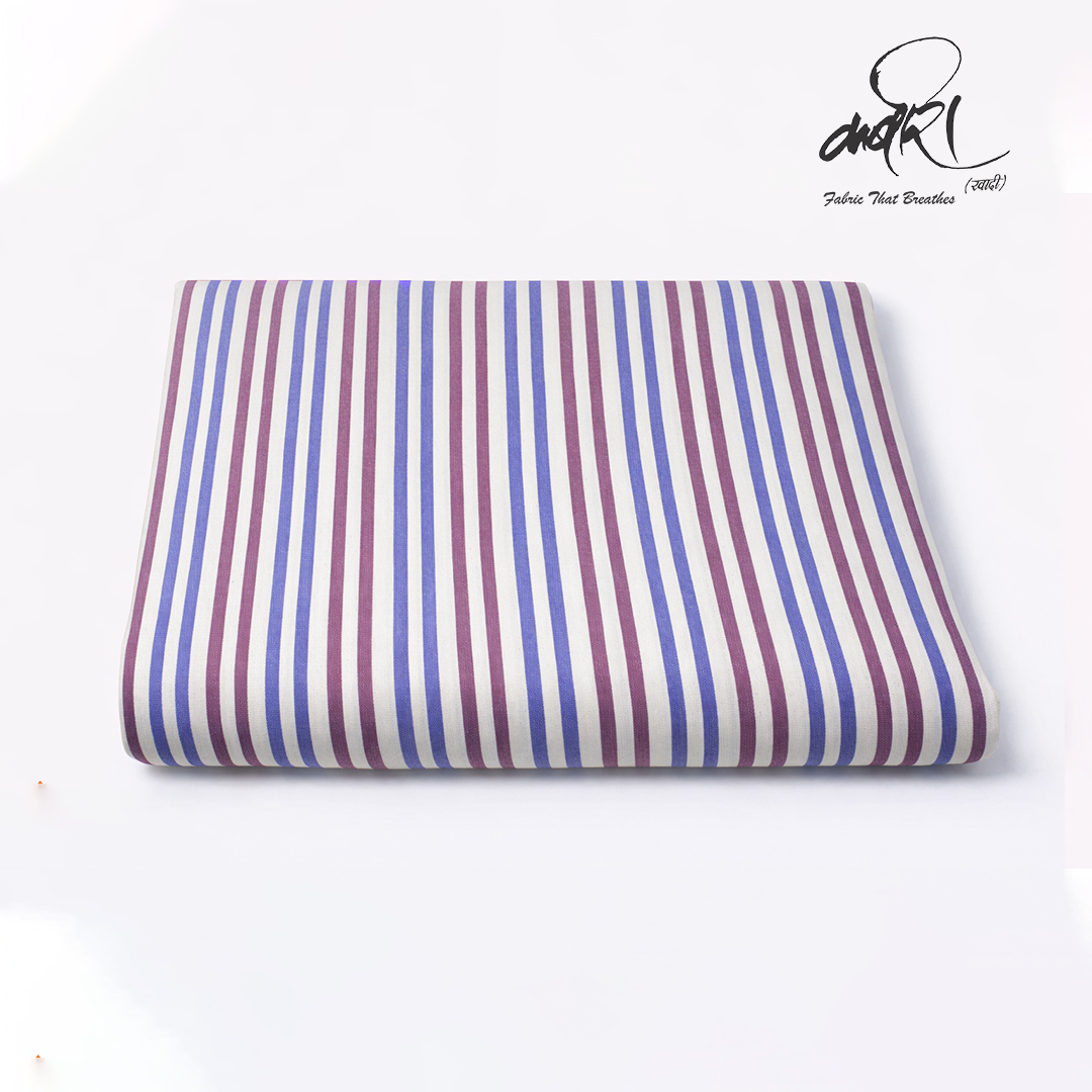 खादी स्ट्रिप वीव रनिंग फैब्रिक – संतुलित डिज़ाइन में पारंपरिक बुनाई