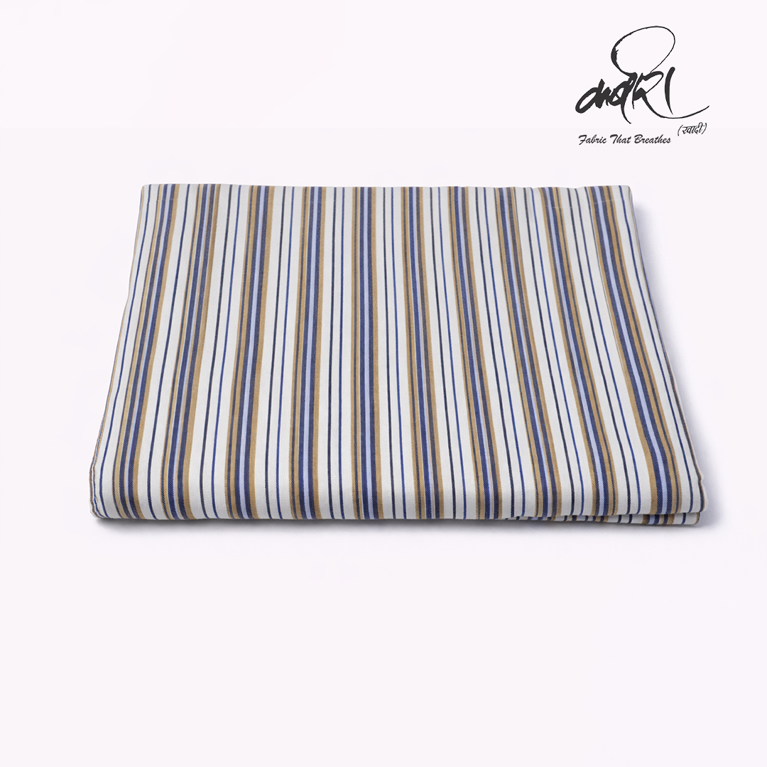 खादी स्ट्रिप वीव रनिंग फैब्रिक – प्राकृतिक और टिकाऊ वस्त्र सामग्री